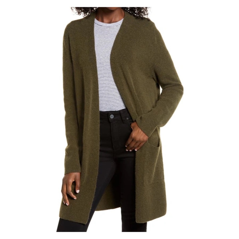 Madewell Kent cardigan sweater wool blend olive green small - Picture 2 of 10